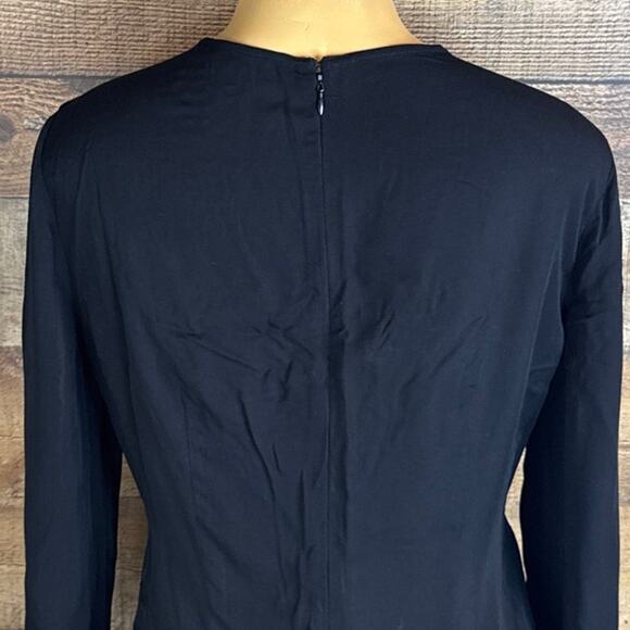 Gianni Bini Solid Black Long Split Sleeve Mini Dress Embroidered Size Small - Picture 9 of 11